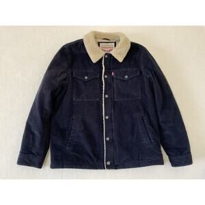 Levis Men’s Blue Corduroy Trucker Sherpa Jacket Small
